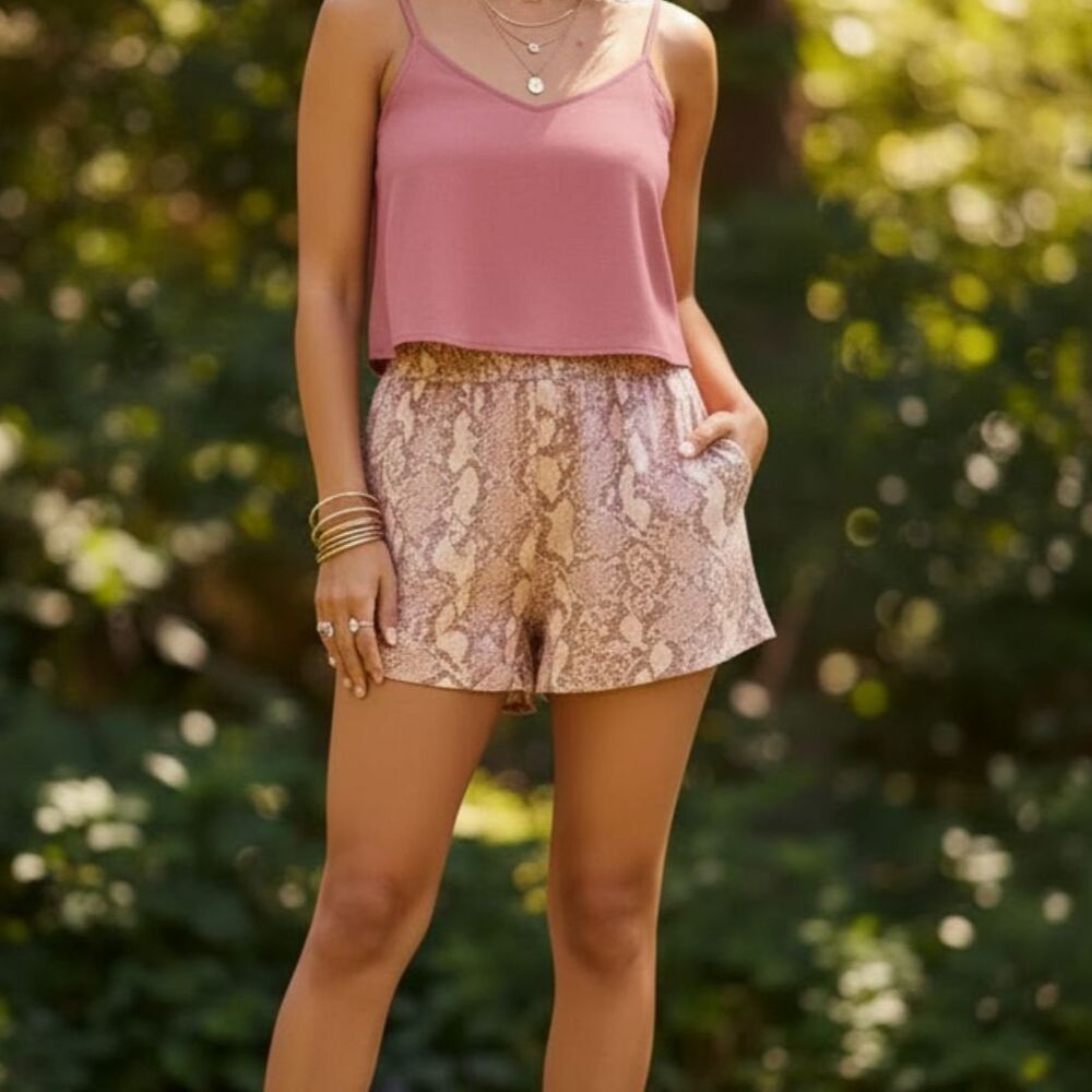 H&M Pink Snakeskin Casual Shorts
